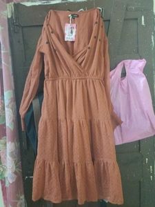 Elegant Brown Tiered Dress