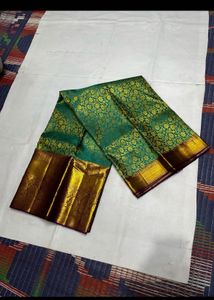 Pure Kanchipuram Silk Saree Green &amp; Purple Pink