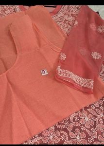 Pinkish Peach Embroidered Kurta Set