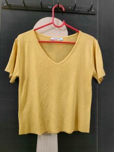 Yellow Knitted Crop Top