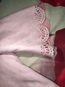 Pink Eyelet Sleeve Crop Top Velvet Like New