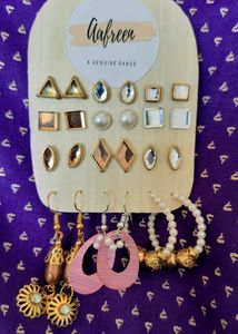 12 Pairs Of Dainty Antique Gold Studs &amp; Earrings