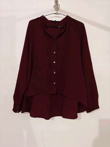 Maroon Button-Up Top