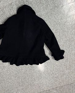 Chic Navy Peacoat with ruffle