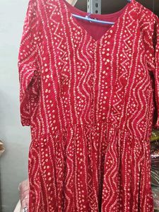 Red Printed Kurta Xl Size