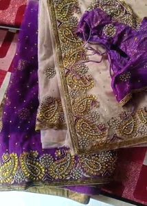 Purple & Gold Embroidered Saree