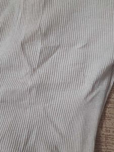 White Ribbed V-Neck Tee