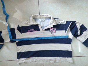Striped Cropped Oversized Collar Top
