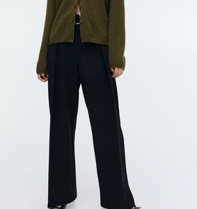H&amp;M Wide Leg Belted Black Trousers