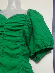 Bright Green AVA &amp; Viv Peasant Top with back Elast