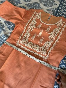 Peach Embroidered Kurti
