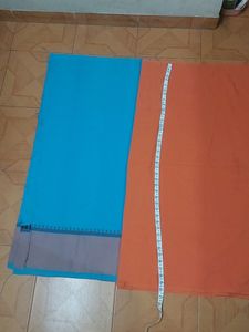 Blue and Coral Orange Dress Material