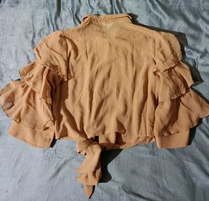Ruffle Sleeve Tie-Front Top