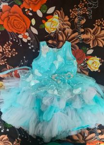 Beautiful Sky Blue Party Gown for Baby Girl