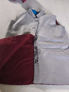 Maroon And Grey  Ethnic Jacket