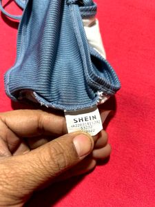 SHEIN Grey Ribbed Padded Bralette Top – Size 140