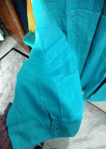Blue Plus Size Full Sleeves Shirt