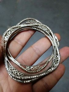 Silver Stone Bangles