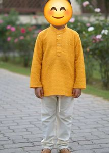 Boy's Festive Yellow Kurta Set