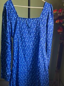 Blue Floral Long Sleeve Dress