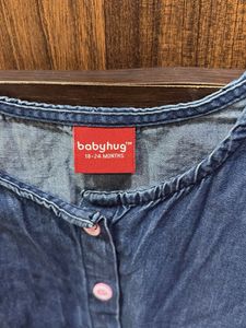 Denim Dress with Pink Leggings