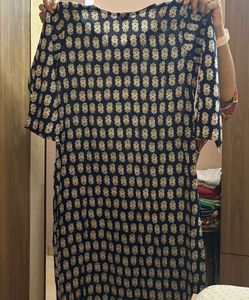 Printed Kurti with Embellished Neckline