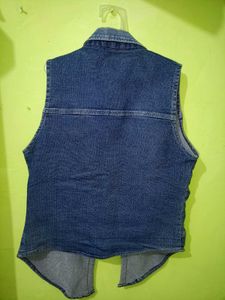 Denim Vest with Lace-Up Detail