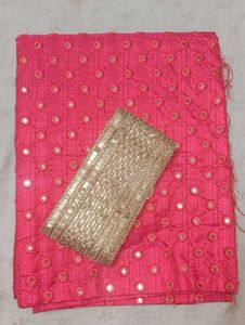 Bright Pink Mirror Work Blouse Piece