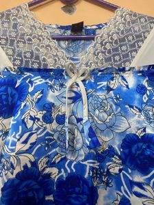 Blue Floral Print Nightgown