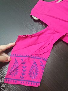 Pink Printed Cold Shoulder Dress