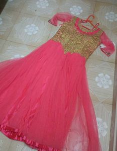 Heavy Worked Semi- Bridal Gown - Pink : L Size