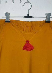Mustard Wide Leg Set with Tassel Detail