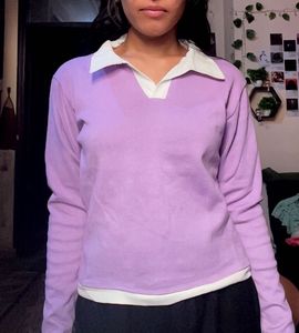 Lilac Polo Collar Sweatshirt