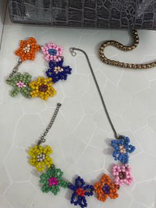 Colorful Flower Necklace and bracelete set
