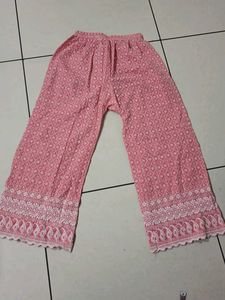 Pink Embroidered Palazzos