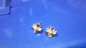 Red &amp; Crystal Flower Earrings