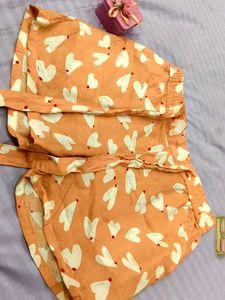 Cute Peach Heart Pajama Shorts