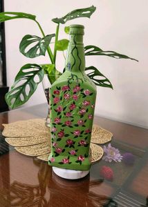 Handpainted Floral Bottle Art