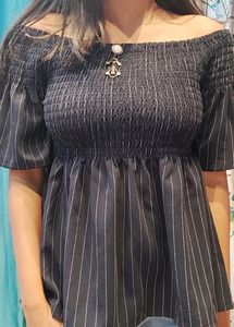 Off Shoulder Top In Navy Blue Colour