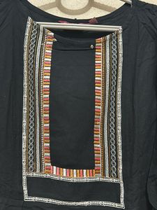 Black Tunic Top with Embroidered Detail