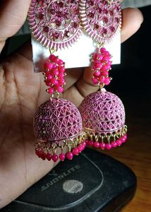 Pink Jhumka Earrings . Totally New But I Lost Tag.