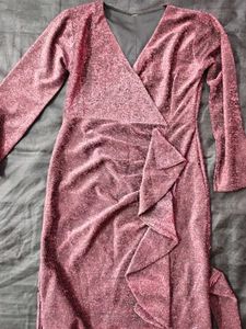 Burgundy Glitter Ruffle Dress