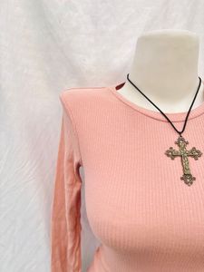 H&amp;M Peach Ribbed Long Sleeve Top