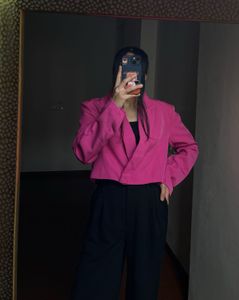 Fuschia PINK Single Breasted Cropped Blazer