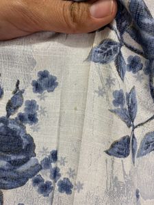 Libas Printed Gown/Kurta White And Blue