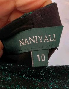 Naniyali Black With Green Shimmer Gown