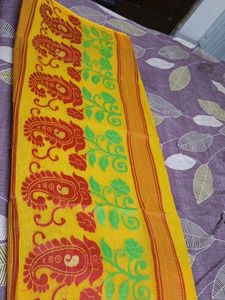 Yellow Printed Saree