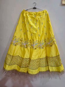 Stunning Yellow &amp; Pink Ruffle Lengha Set