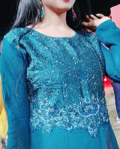 Elegant Teal Ethnic Gown