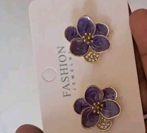 Floral Stud Earrings - Purple Petals